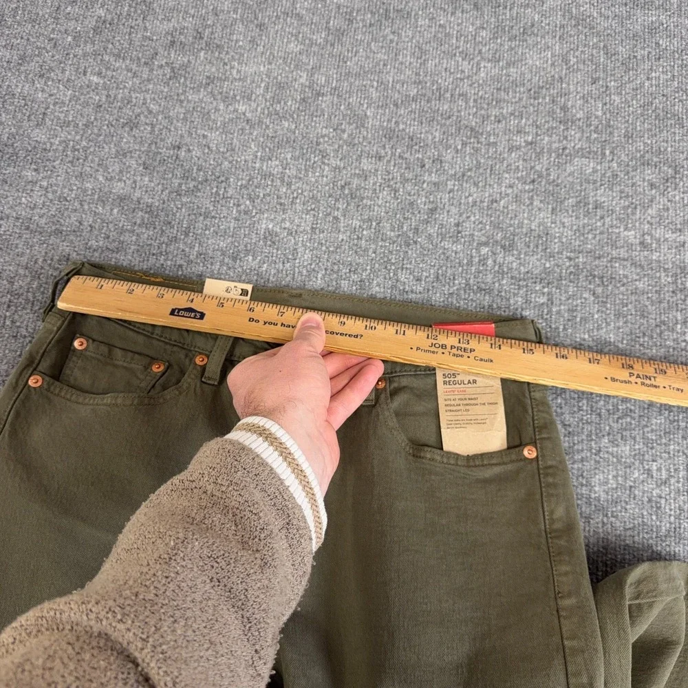 Levis 505 Jeans Men 30x30 Army Olive Green‎ Denim 5 Pocket Straight Leg Stretch
